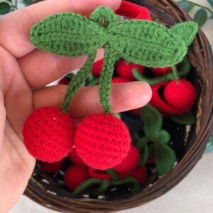 Cherry Hair Ties, Hair accessories, Gift ideas, Handmade, Crochet
